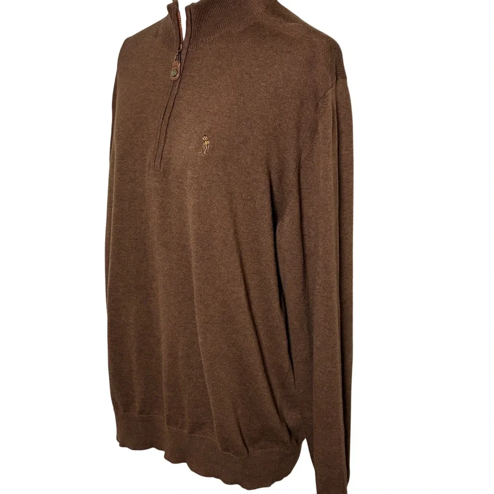 Southern Casanova Quarter Zip Sweater Brown Italian Cotton Knit Mens Large
